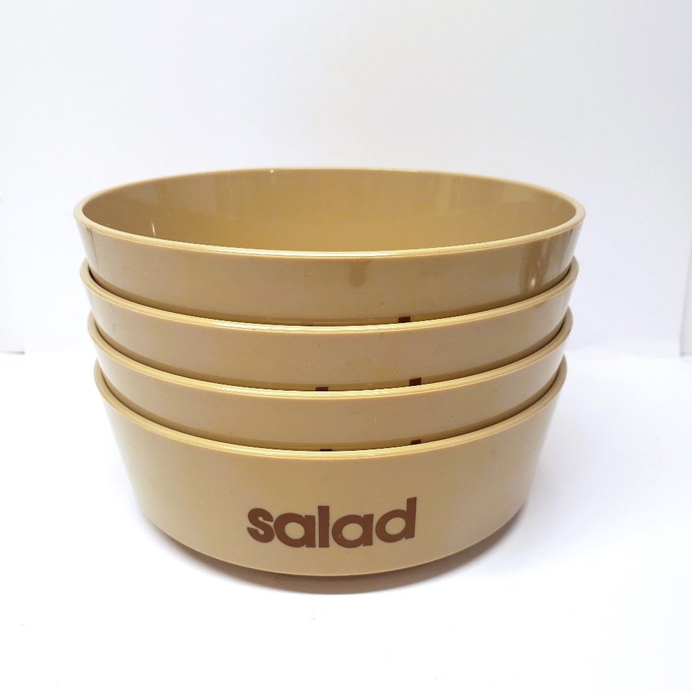 Vintage Sterilite Salad Bowl 1970s 1980s Brown Tan Plastic Set of 4